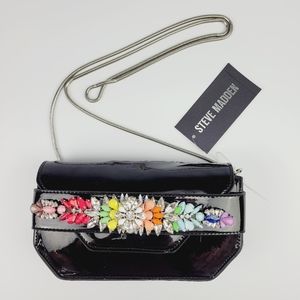 Steve Madden Pauline Patent Black Cluth Crossbody